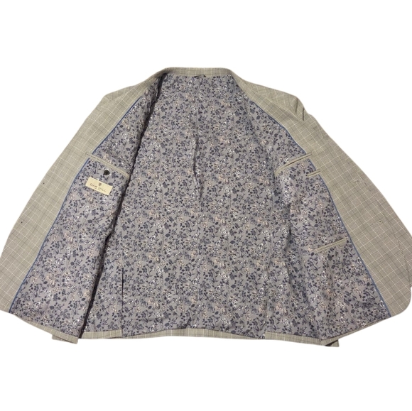 NWOT Oak Hill Men's Sport Coat Blazer 3XL 54R / 56R Gray Plaid Blue Floral - Picture 14 of 14